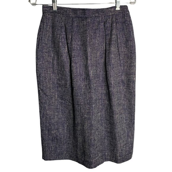 Anne Klein Dresses & Skirts - Anne Klein Silk Pencil Skirt S Navy Blue Pockets Lined Pleated Front Zipper